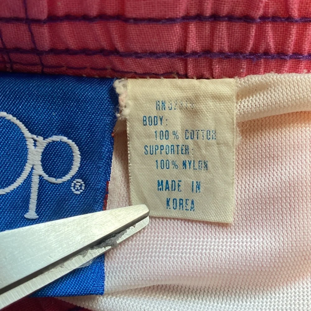 Vintage Ocean Pacific OP Colorful AOP Swim Trunks: Size Extra Large